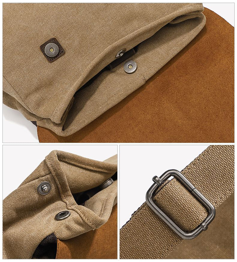 Canvas And Leather Backpack Vintage Waxed Canvas Travel Backpack Waterproof Flap Cover Canvas Laptop Backpack Camera Backpack RockCow Leather Studio