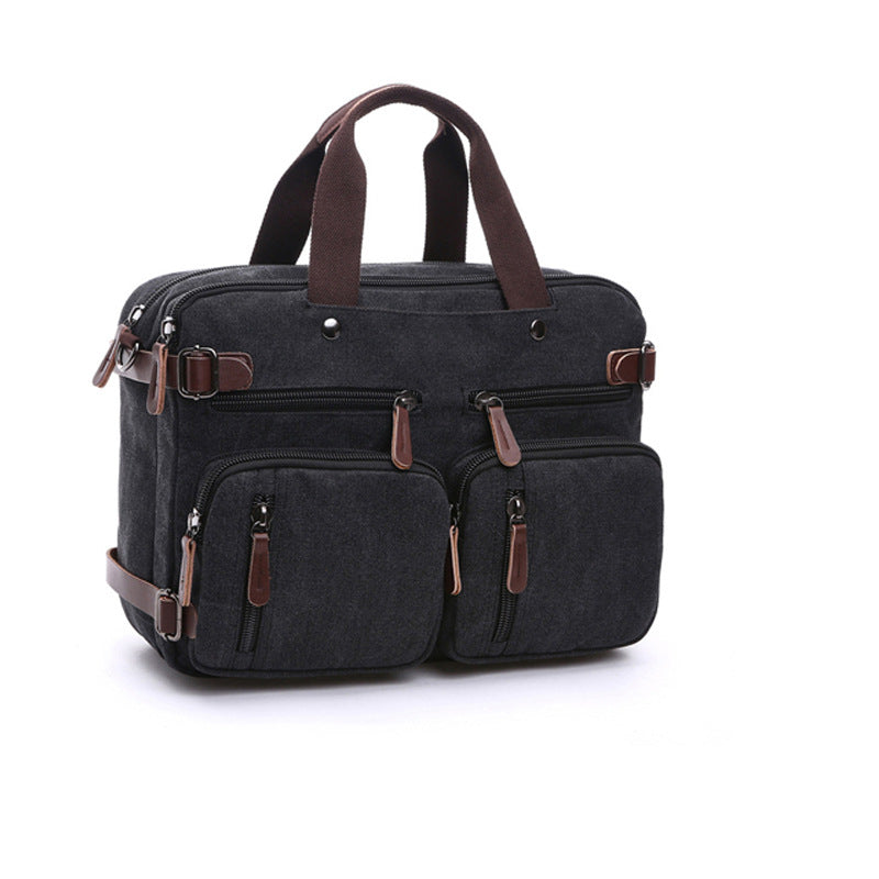 Canvas Briefcase Mens Canvas Messenger Bag Shoulder Laptop Bag Convertible Backpack RockCow Leather Studio