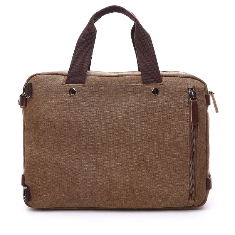 Canvas Briefcase Mens Canvas Messenger Bag Shoulder Laptop Bag Convertible Backpack RockCow Leather Studio