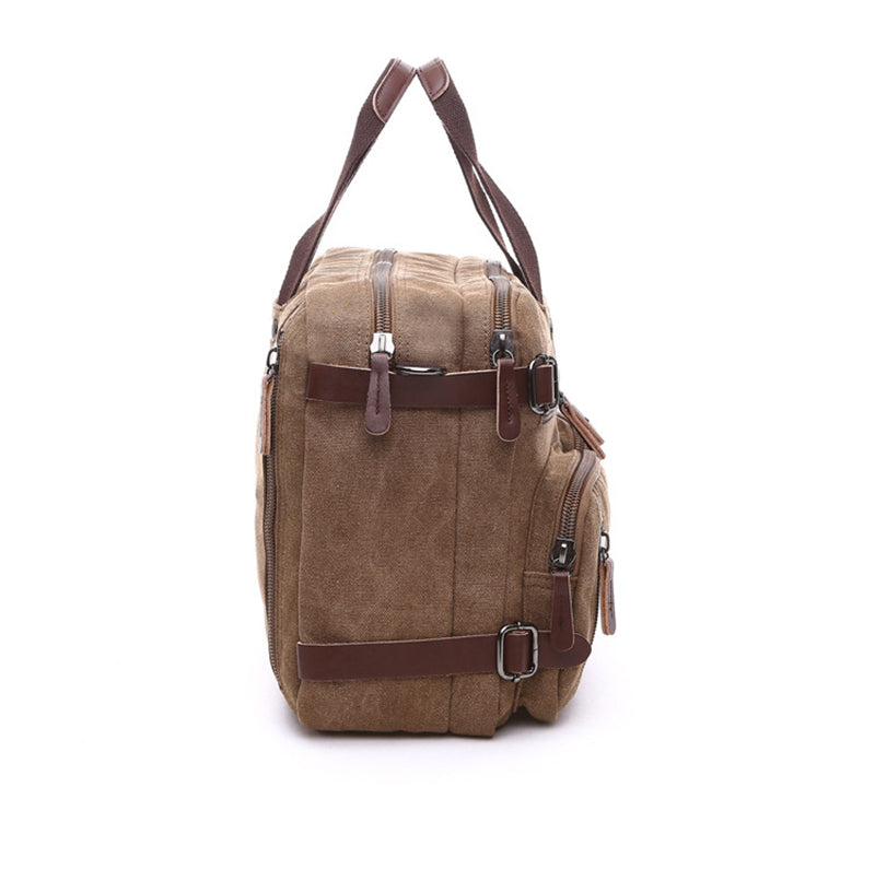 Canvas Briefcase Mens Canvas Messenger Bag Shoulder Laptop Bag Convertible Backpack RockCow Leather Studio