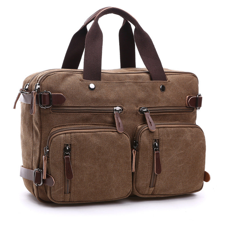 Canvas Briefcase Mens Canvas Messenger Bag Shoulder Laptop Bag Convertible Backpack RockCow Leather Studio