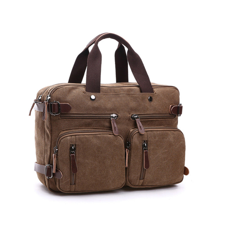 Canvas Briefcase Mens Canvas Messenger Bag Shoulder Laptop Bag Convertible Backpack RockCow Leather Studio