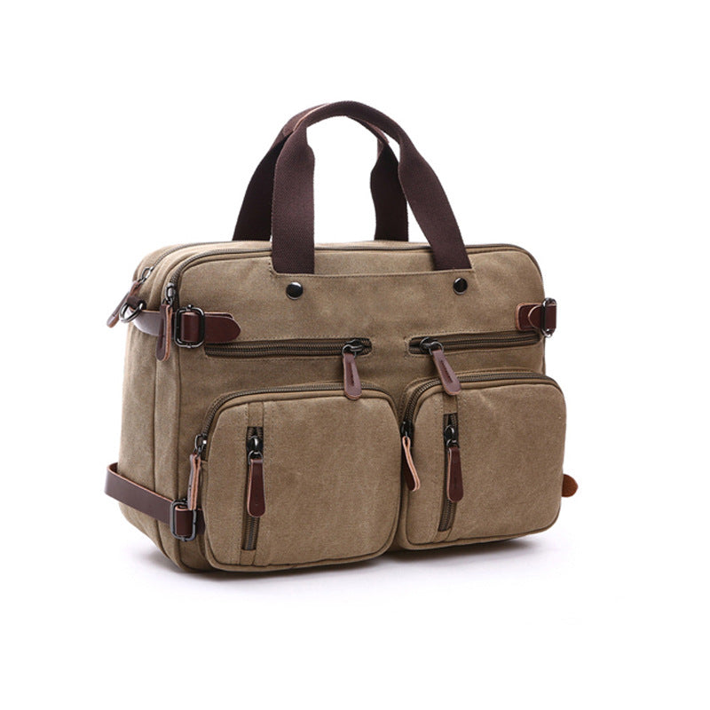 Canvas Briefcase Mens Canvas Messenger Bag Shoulder Laptop Bag Convertible Backpack RockCow Leather Studio