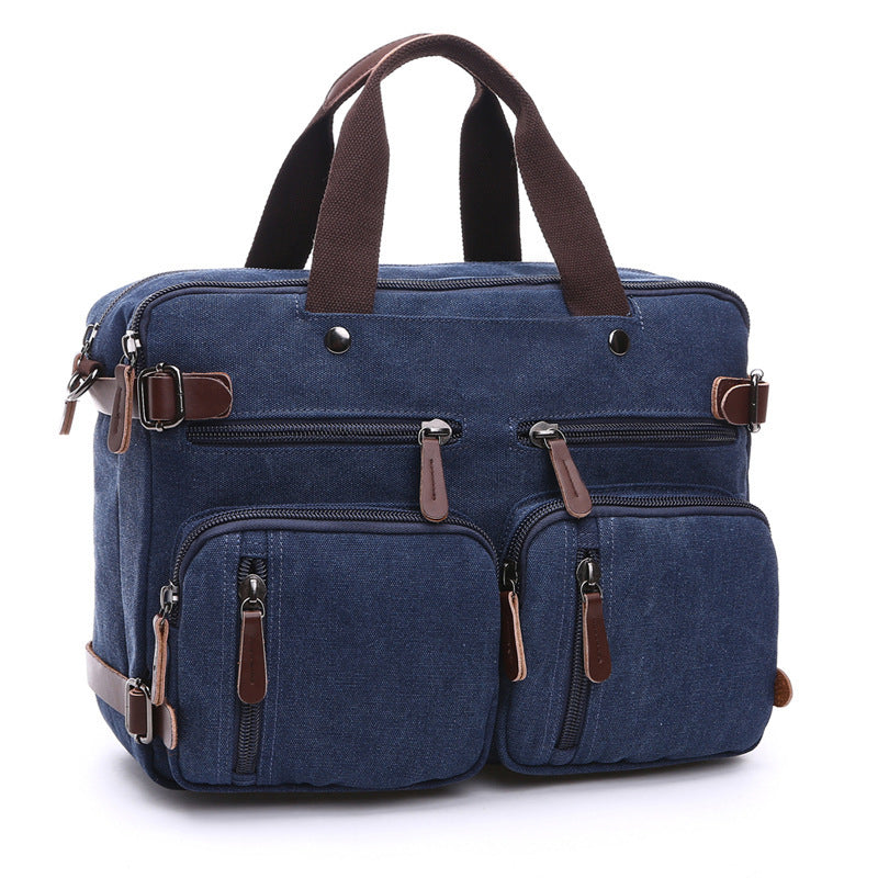 Canvas Briefcase Mens Canvas Messenger Bag Shoulder Laptop Bag Convertible Backpack RockCow Leather Studio
