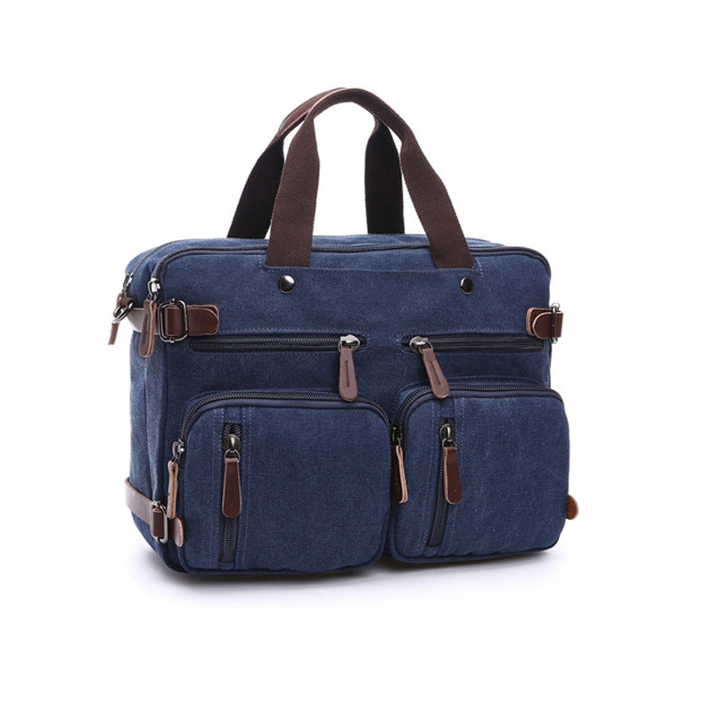 Canvas Briefcase Mens Canvas Messenger Bag Shoulder Laptop Bag Convertible Backpack RockCow Leather Studio