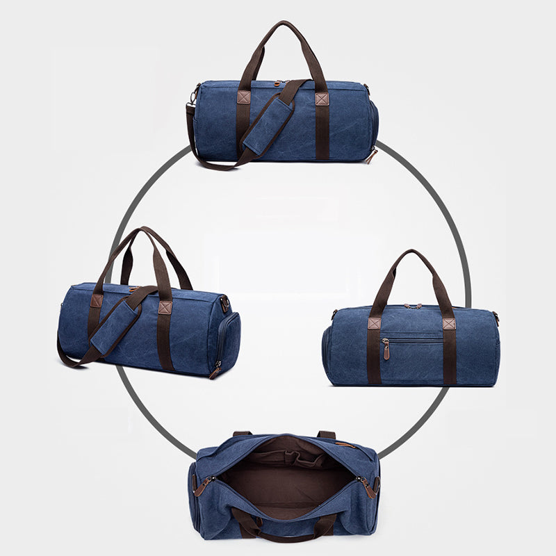 Canvas Duffel Bag For Mens Canvas Weekender Bag Men's Gym Bag Fashion Carry On Bag RockCow Leather Studio