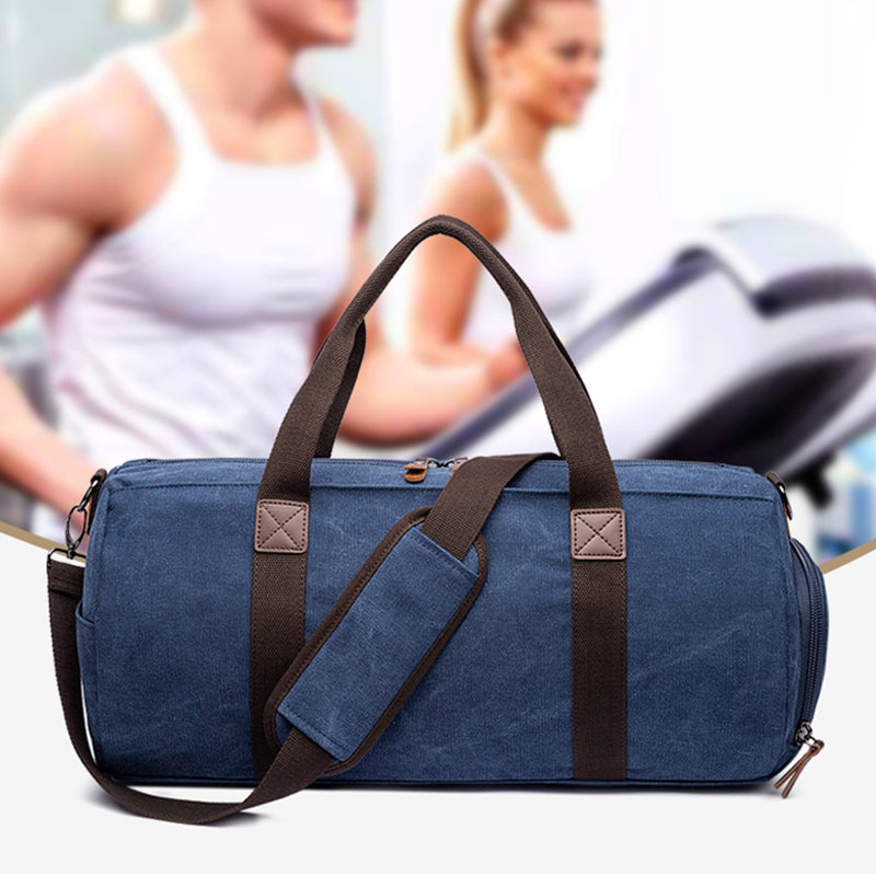 Canvas Duffel Bag For Mens Canvas Weekender Bag Men's Gym Bag Fashion Carry On Bag RockCow Leather Studio