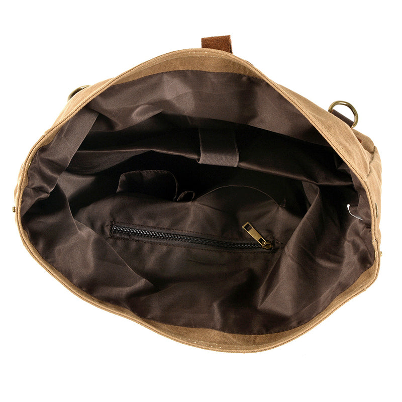 Canvas Messenger Bag Waterproof Canvas With Leather Shoulder Bag Waxed Canvas Crossbody Bag RockCow Leather Studio