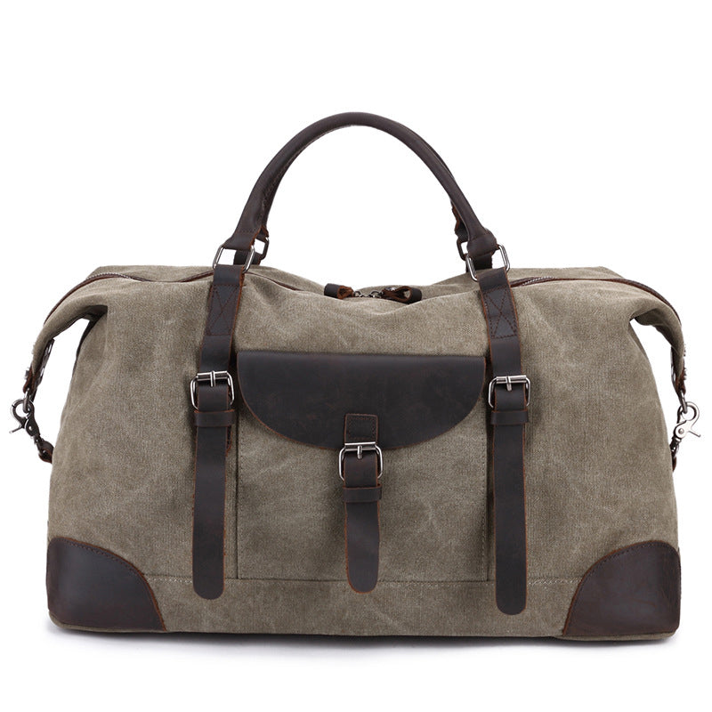 Canvas Travel Bag Canvas And Full Grain Leather Duffle Bag Leather With Canvas Weekender Bag RockCow Leather Studio
