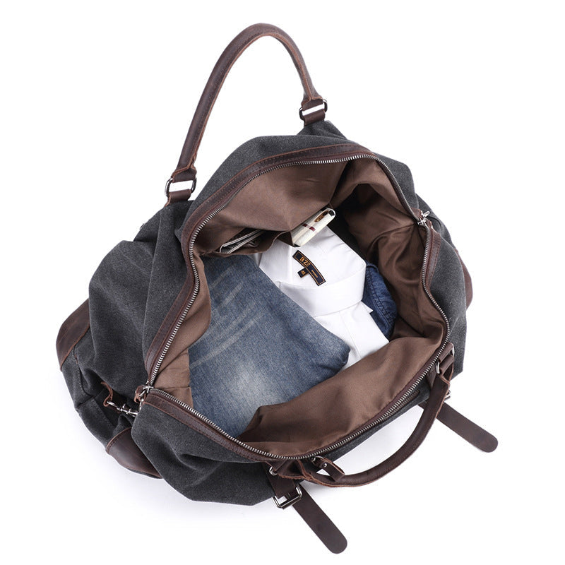 Canvas Travel Bag Canvas And Full Grain Leather Duffle Bag Leather With Canvas Weekender Bag RockCow Leather Studio