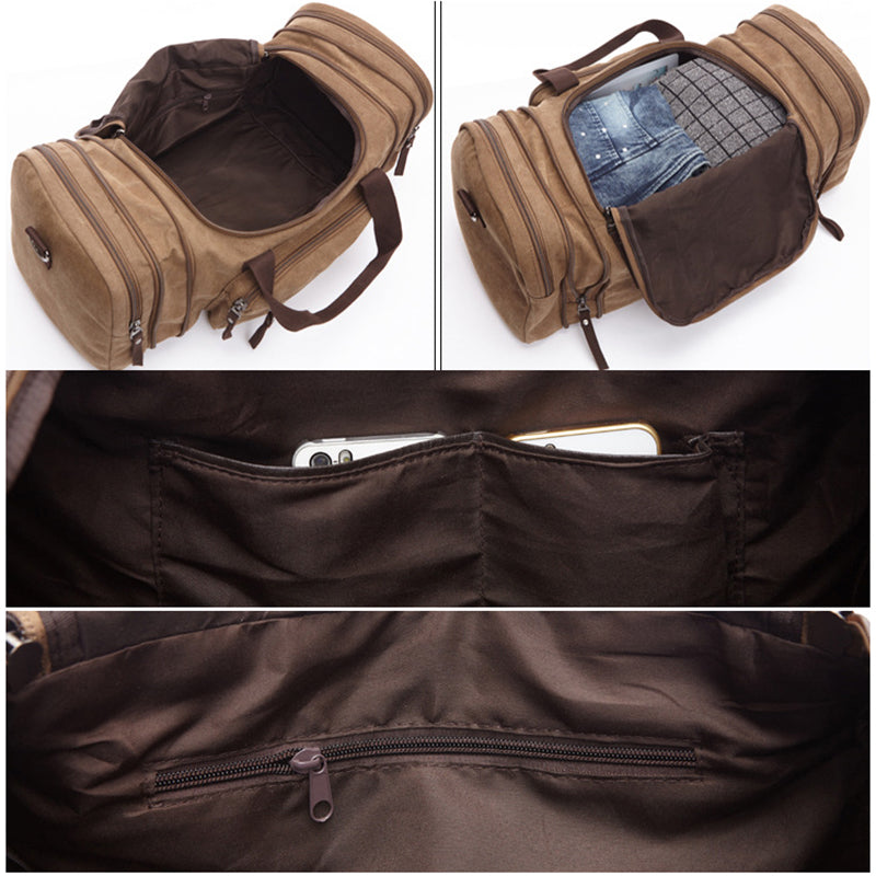 Canvas Travel Duffel Bag Canvas Weekend Bag Casual Carry On Bag For Men And Women RockCow Leather Studio