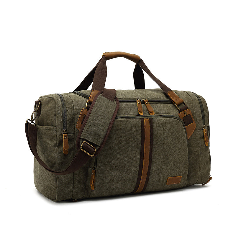 Canvas Travel Duffle Bag Full Grain Leather With Canvas Holdall Luggage Canvas Overnight Bag RockCow Leather Studio