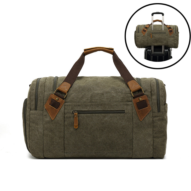 Canvas Travel Duffle Bag Full Grain Leather With Canvas Holdall Luggage Canvas Overnight Bag RockCow Leather Studio