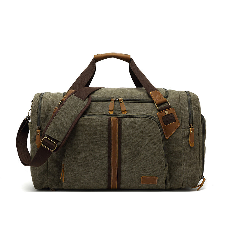 Canvas Travel Duffle Bag Full Grain Leather With Canvas Holdall Luggage Canvas Overnight Bag RockCow Leather Studio