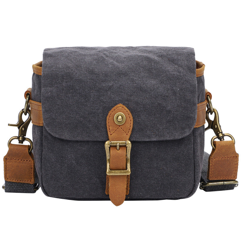 Canvas With Leather Camera Bag Waxed Canvas DSLR Camera Bag Waterproof Vintage Crossbody Messenger Bag QSMK-67 RockCow Leather Studio