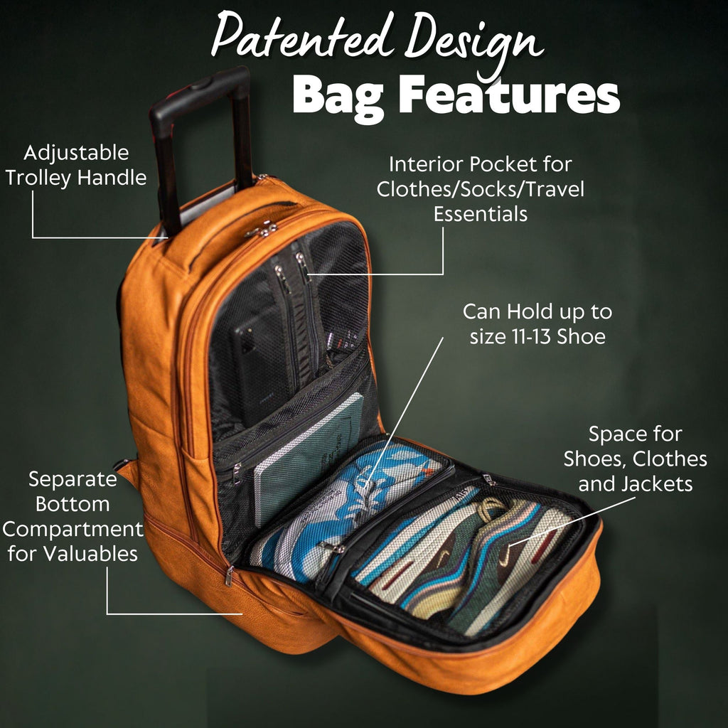 Brown Leather Carry-On Patented Roller Bag (Only 150 Made) Sole Premise