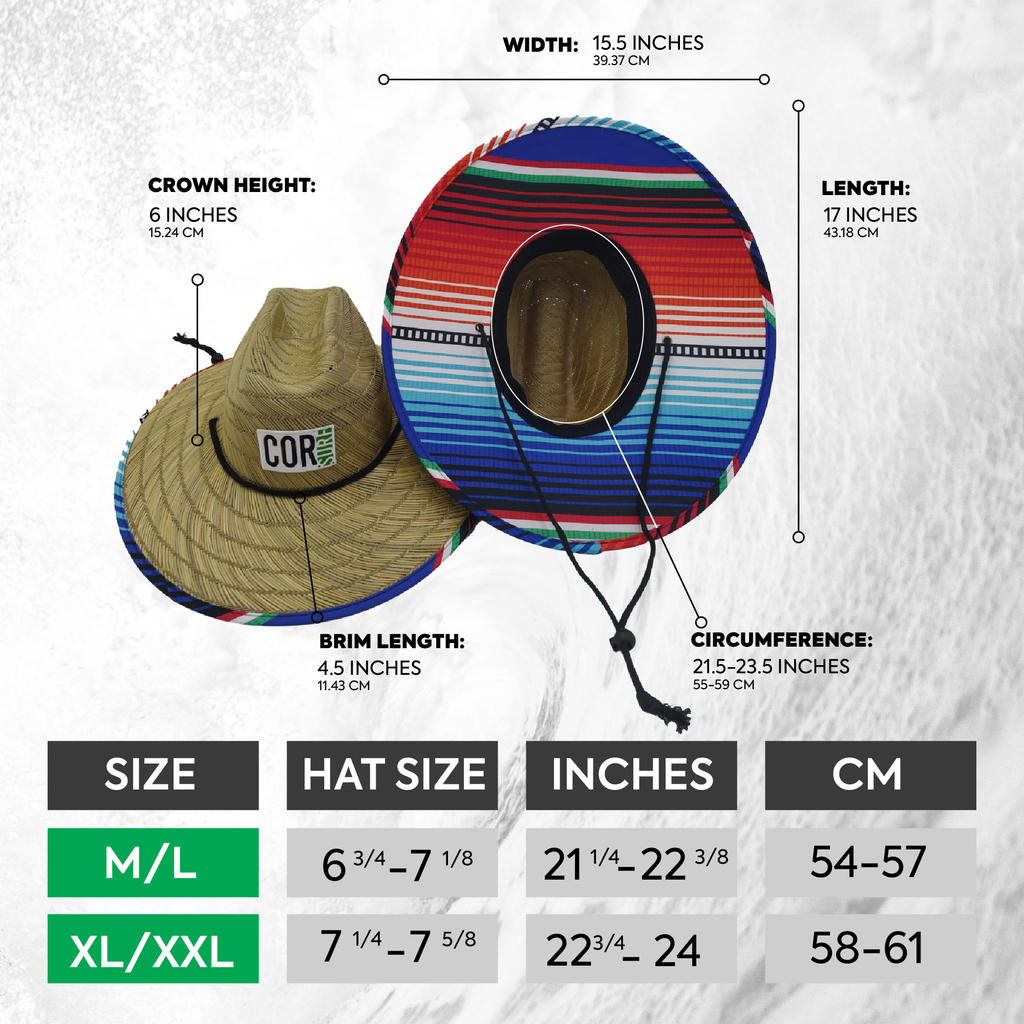 Straw Lifeguard Sun Beach Hats for Adults - Sarape COR Surf