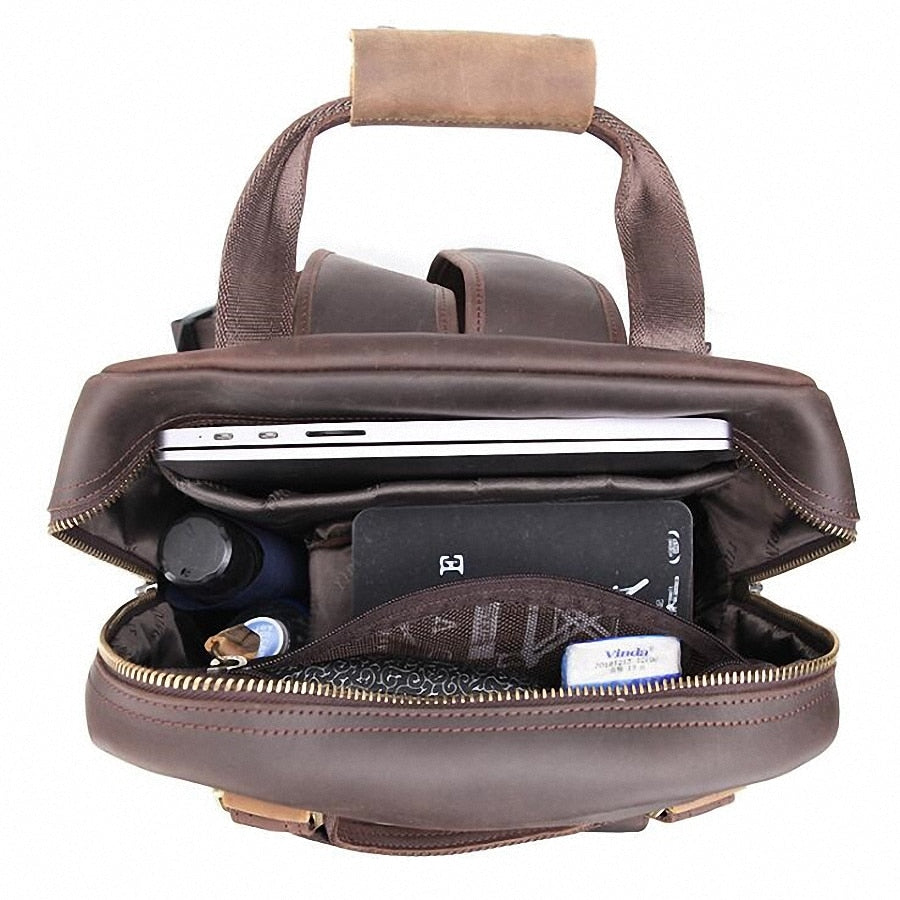 The Gaetano | Large Leather Backpack Camera Bag with Tripod Holder STEEL HORSE LEATHER