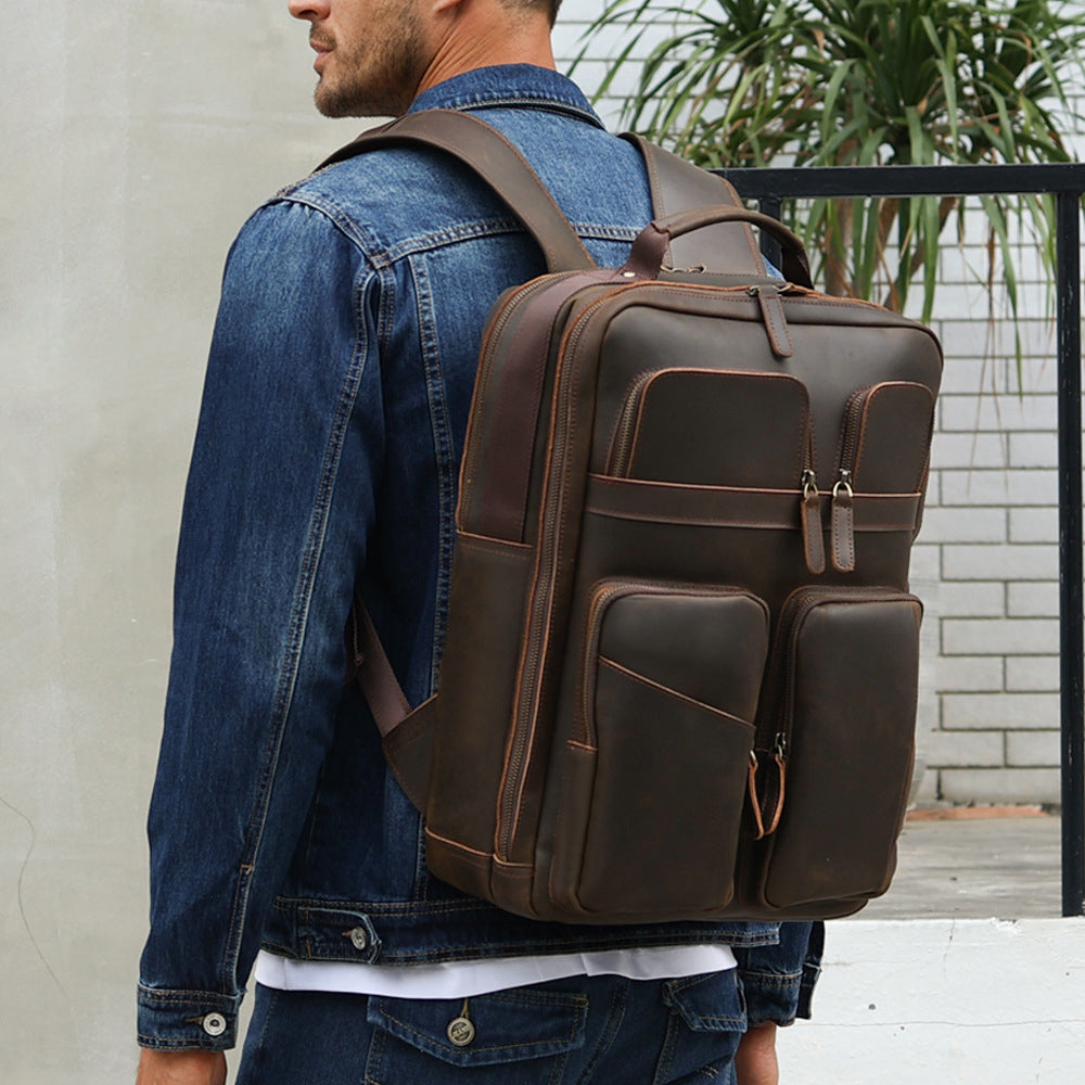 Crazy Horse Leather Backpack Handmade Leather Rucksack Large Leather Laptop Backpack Leather Travel Backpack RockCow Leather Studio
