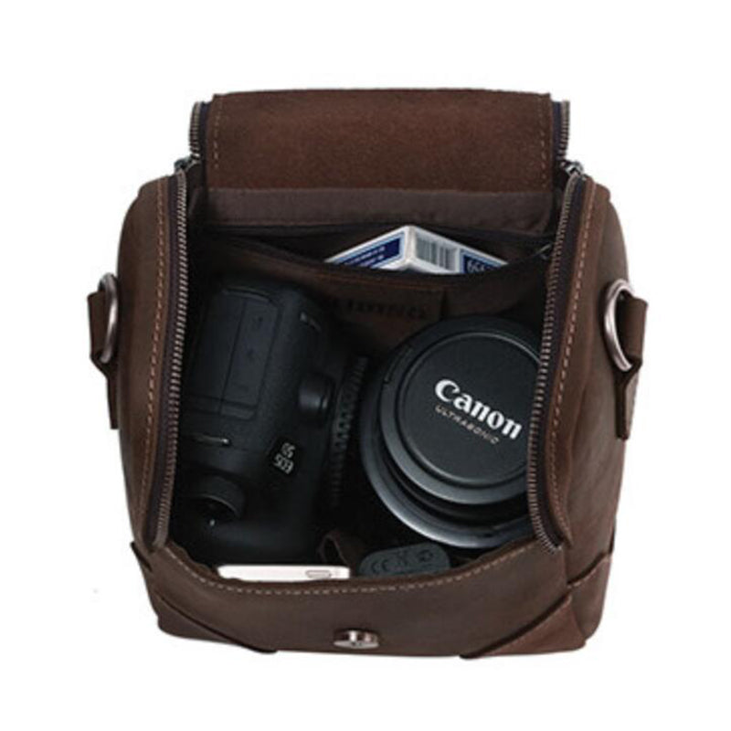 Crazy Horse Leather Camera Shoulder Bag Full Grain Leather Crossbody DSLR Camera Bag Mens Messenger Bag RockCow Leather Studio