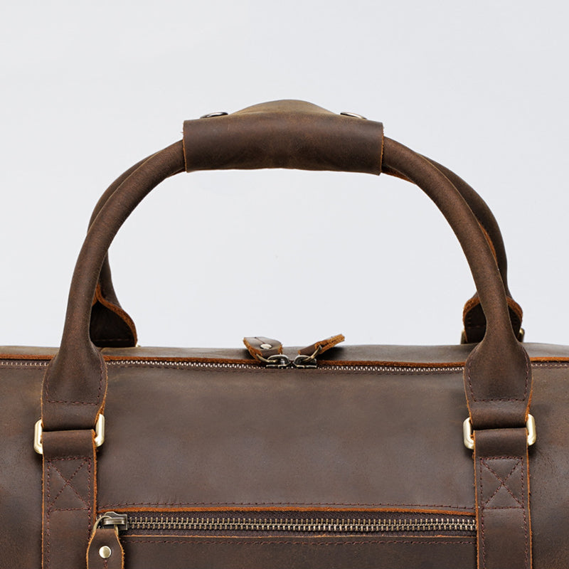 Crazy Horse Leather Duffle Bag Handmade Mens Leather Travel Bag Leather Tote Luggage Bag RockCow Leather Studio