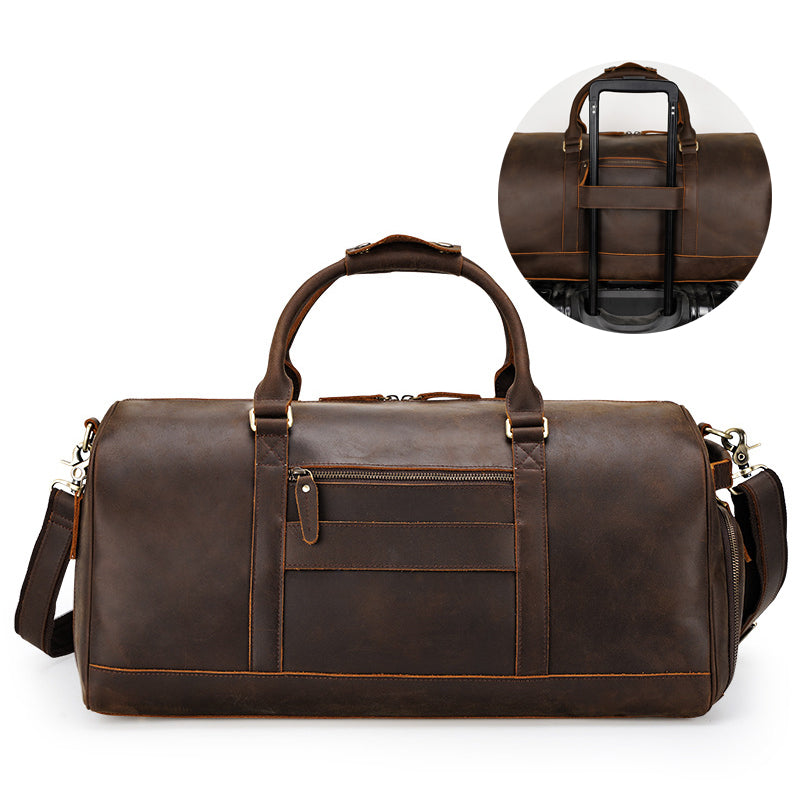 Crazy Horse Leather Duffle Bag Handmade Mens Leather Travel Bag Leather Tote Luggage Bag RockCow Leather Studio