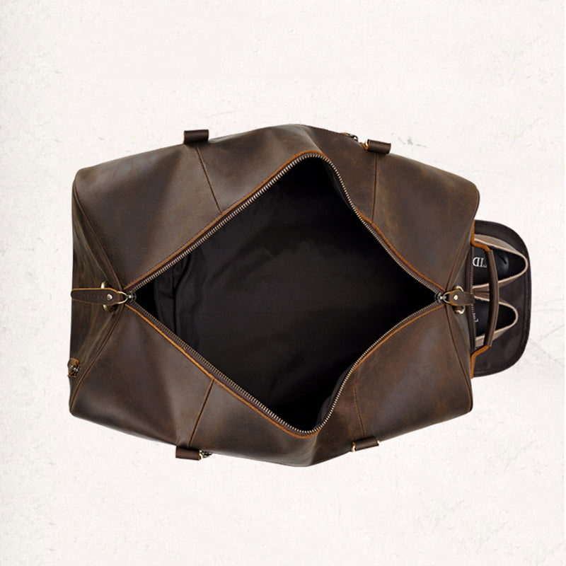 Crazy Horse Leather Duffle Bag Handmade Mens Leather Travel Bag Leather Tote Luggage Bag RockCow Leather Studio
