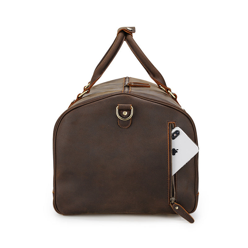 Crazy Horse Leather Duffle Bag Handmade Mens Leather Travel Bag Leather Tote Luggage Bag RockCow Leather Studio