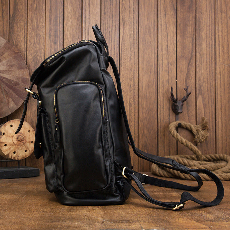 Crazy Horse Leather Men Backpack Vintage Laptop Backpack Travel Backpack ESS468 RockCow Leather Studio