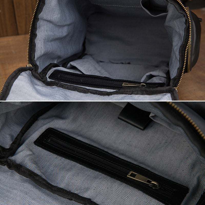 Crazy Horse Leather Men Backpack Vintage Laptop Backpack Travel Backpack ESS468 RockCow Leather Studio