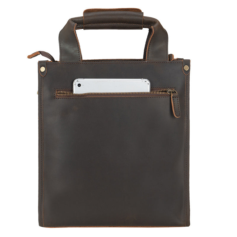 Crazy Horse Leather Shoulder Bag For Mens Leather Handbag Leather Tote Retro Leather Crossbody Bag RockCow Leather Studio