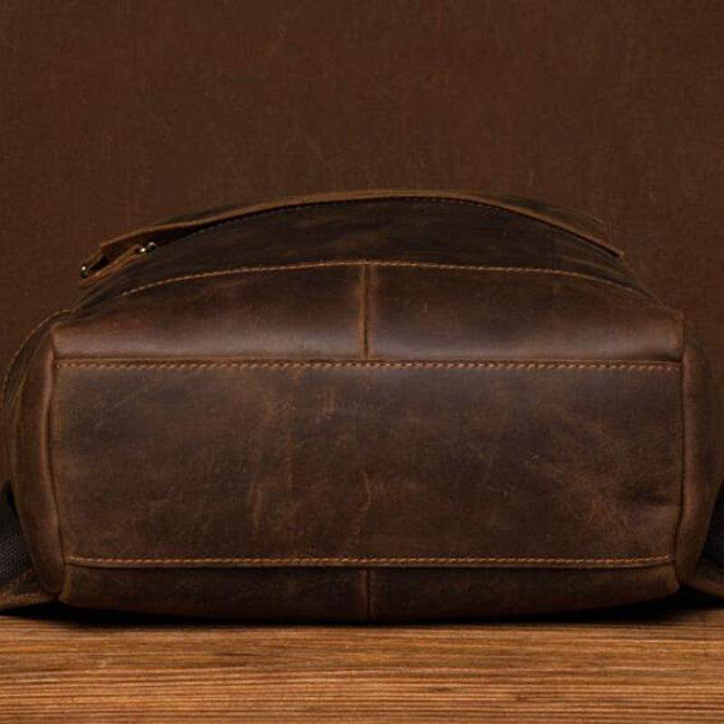 Crazy Horse Leather Backpack Men Laptop Backpack Handmade Travel Backpack RockCow Leather Studio