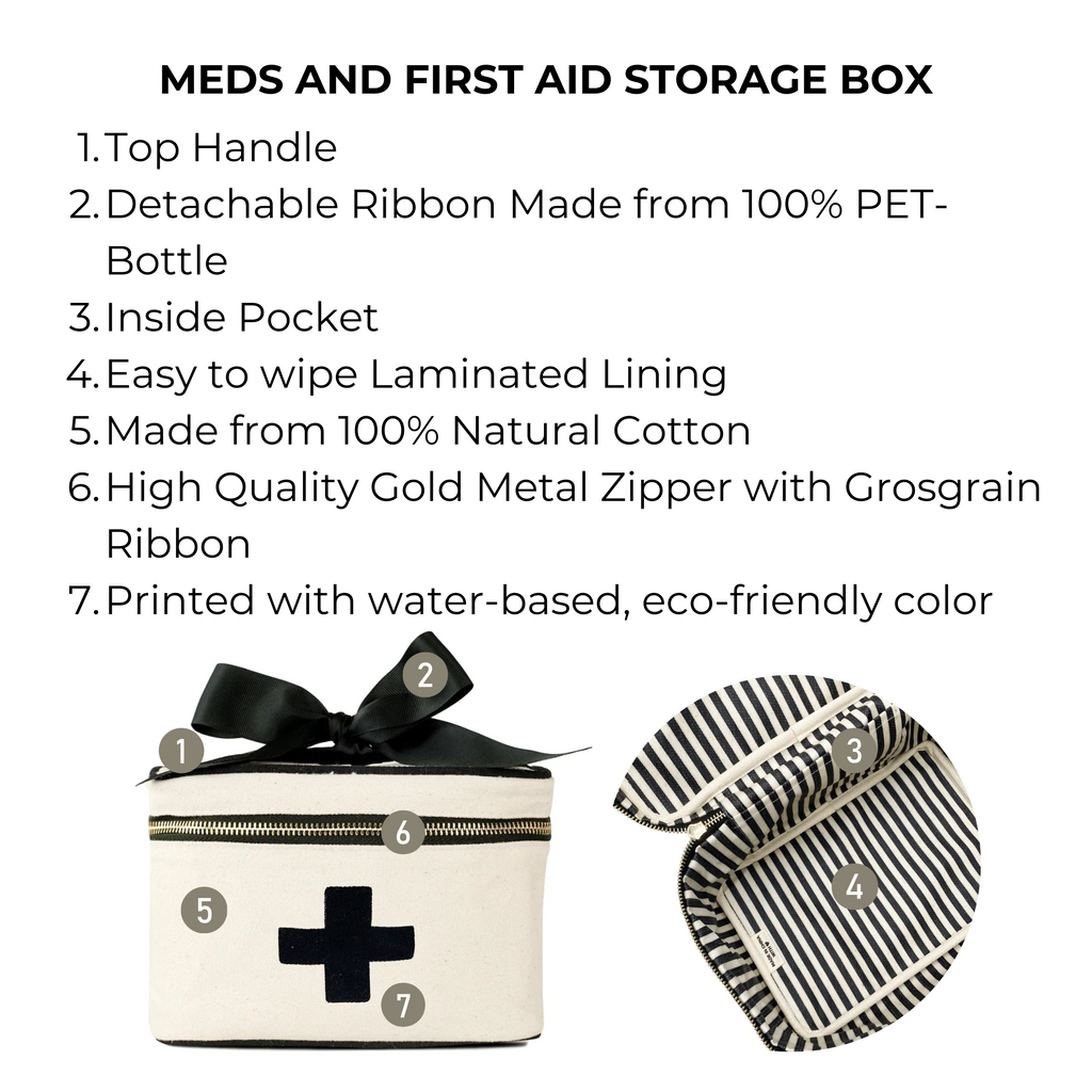 Meds and First Aid Storage Box, Cream Bag-all