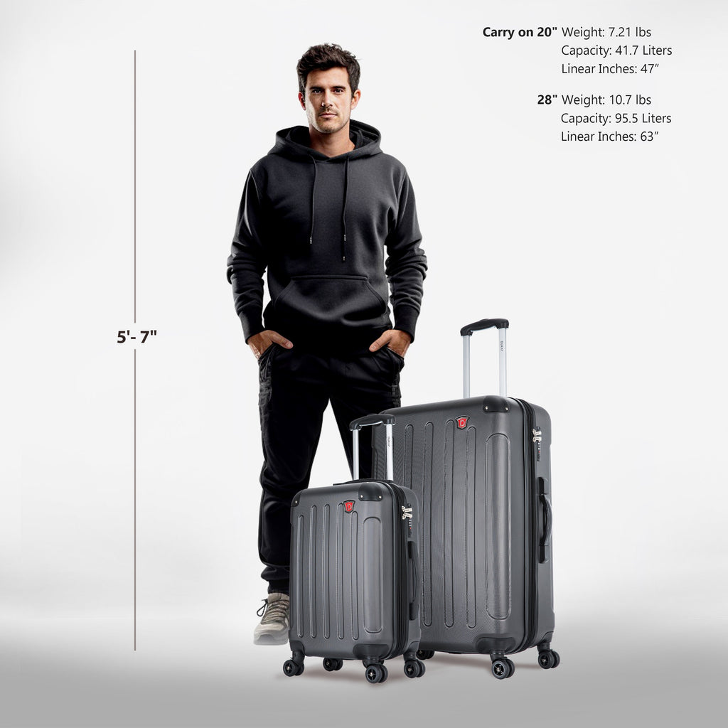 INTELY 2 Piece Set 20''/28'' with Built-in Digital Weight Scale Dukap