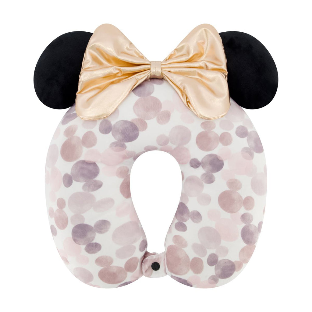Disney Minnie Mouse Water Print 3D Ears & Bow Travel Pillow Ful Luggage