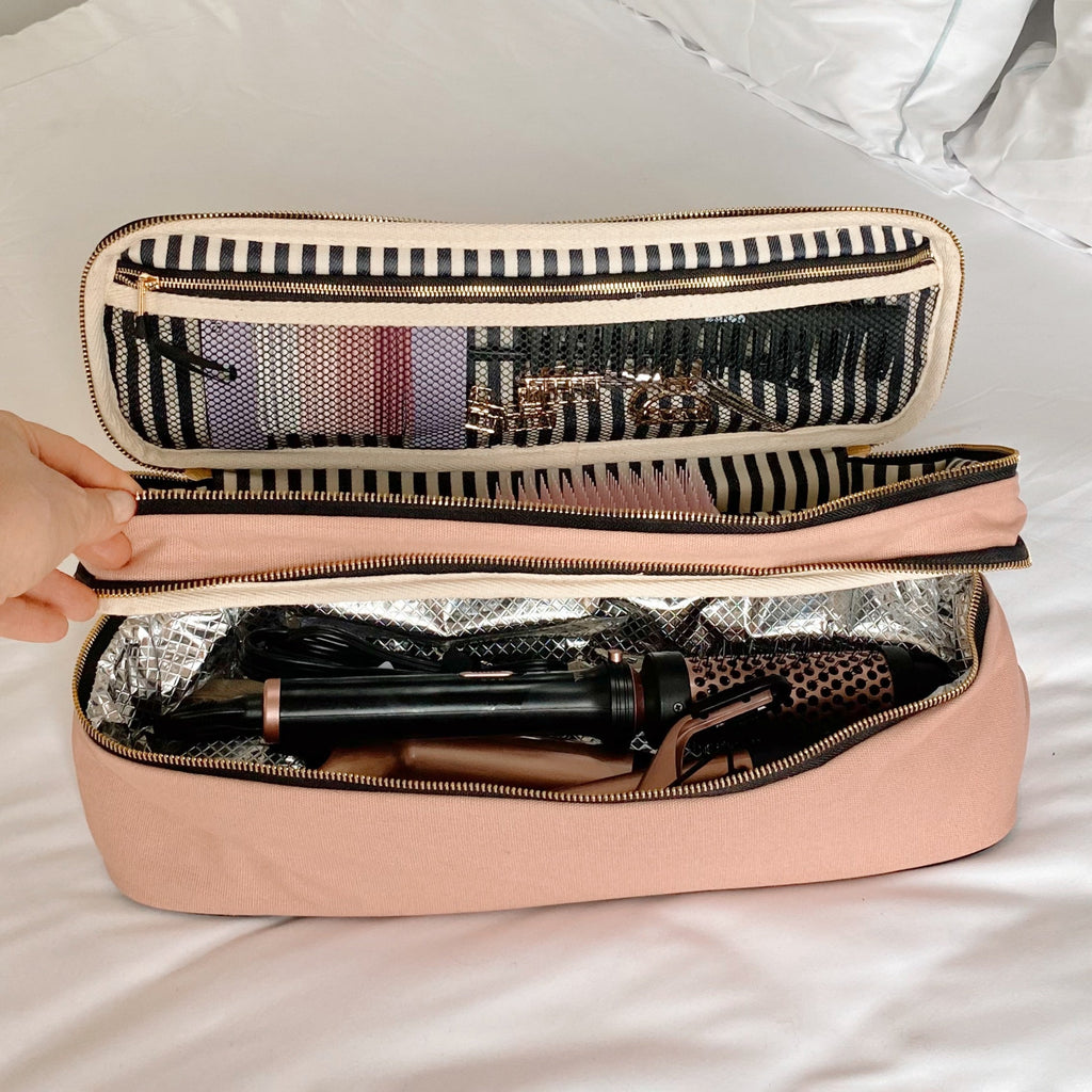 Double Hair Tools Travel Case, Pink/Blush Bag-all
