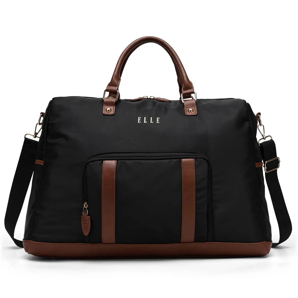 Luxe Journey 30L Twill and Vegan Leather Weekender Duffel Bag Travellty