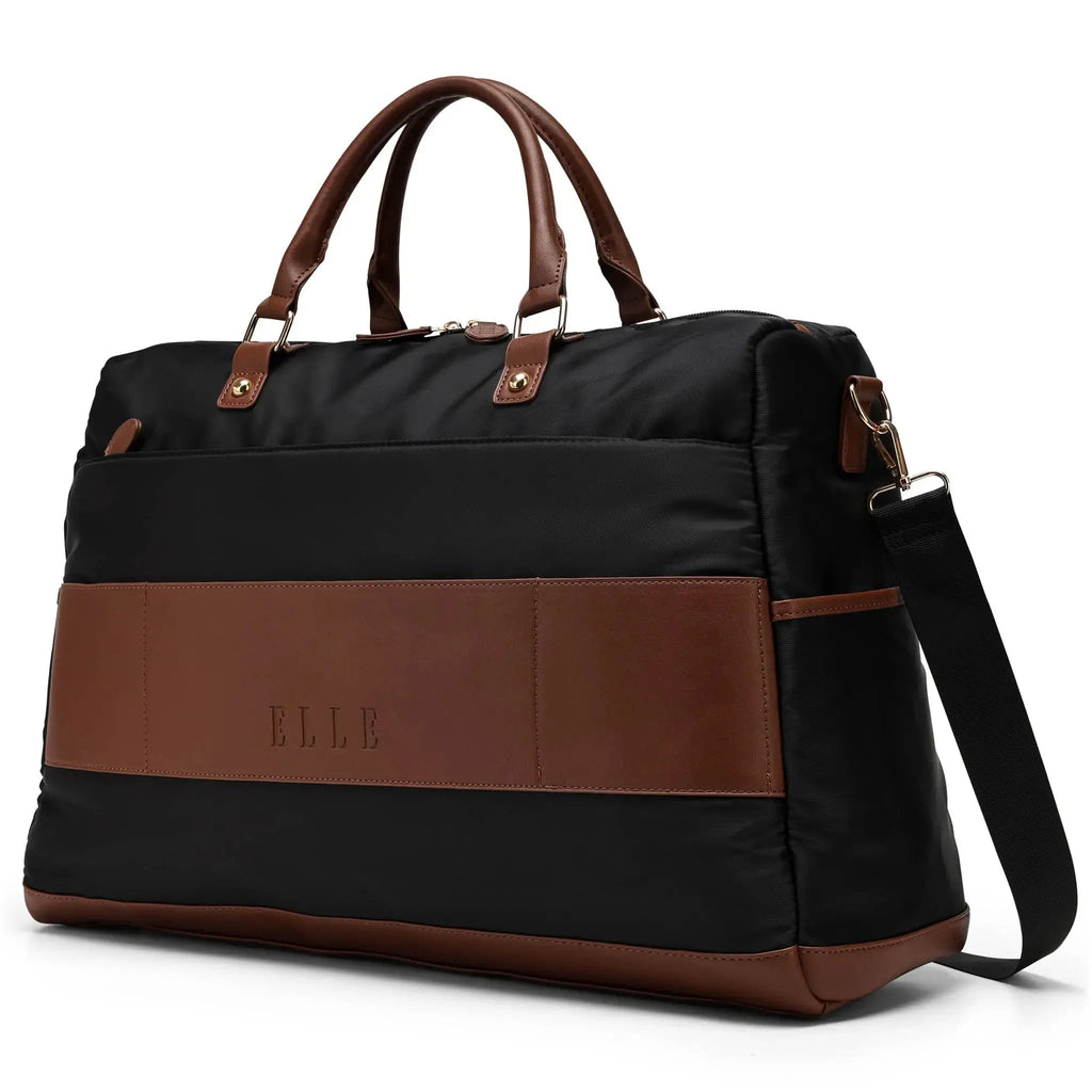 Luxe Journey 30L Twill and Vegan Leather Weekender Duffel Bag Travellty
