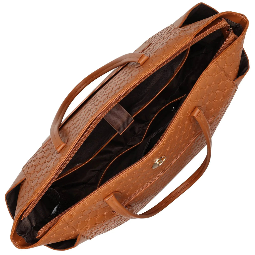 Compass 32L Vegan Leather Monogram Weekender Tote Bag Travellty