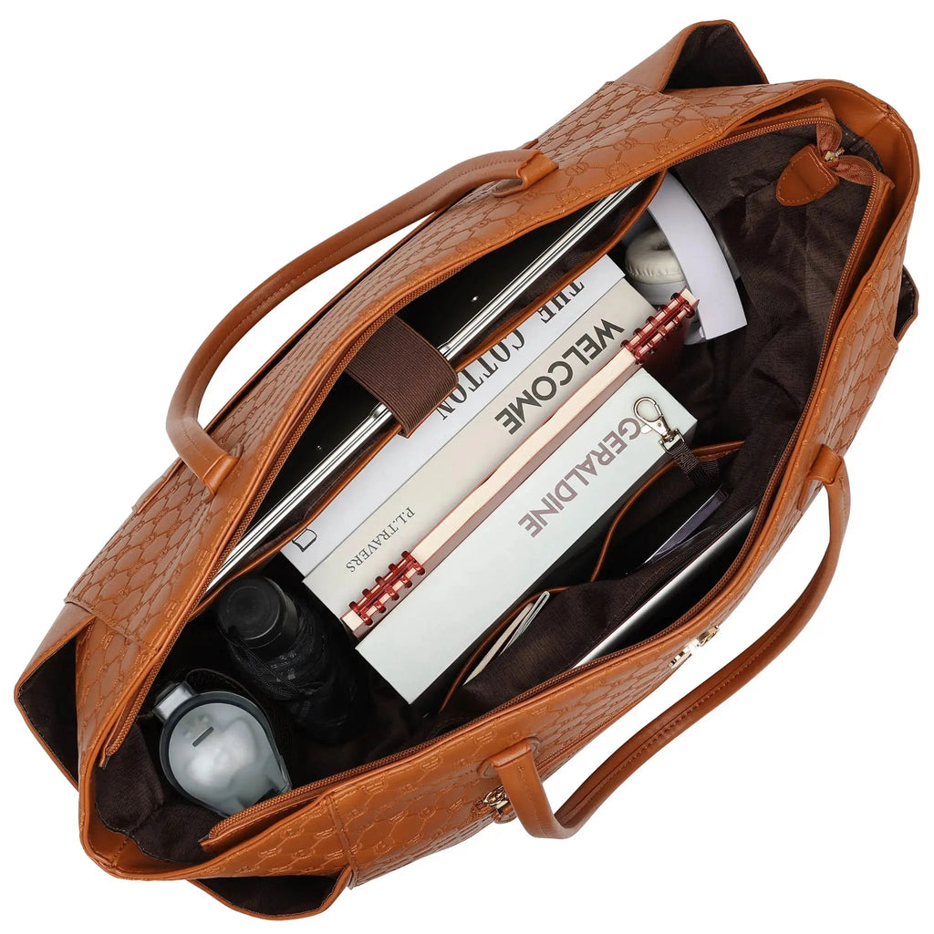 Compass 32L Vegan Leather Monogram Weekender Tote Bag Travellty