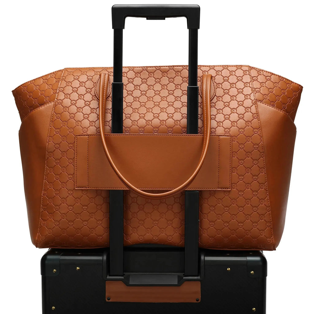 Compass 32L Vegan Leather Monogram Weekender Tote Bag Travellty