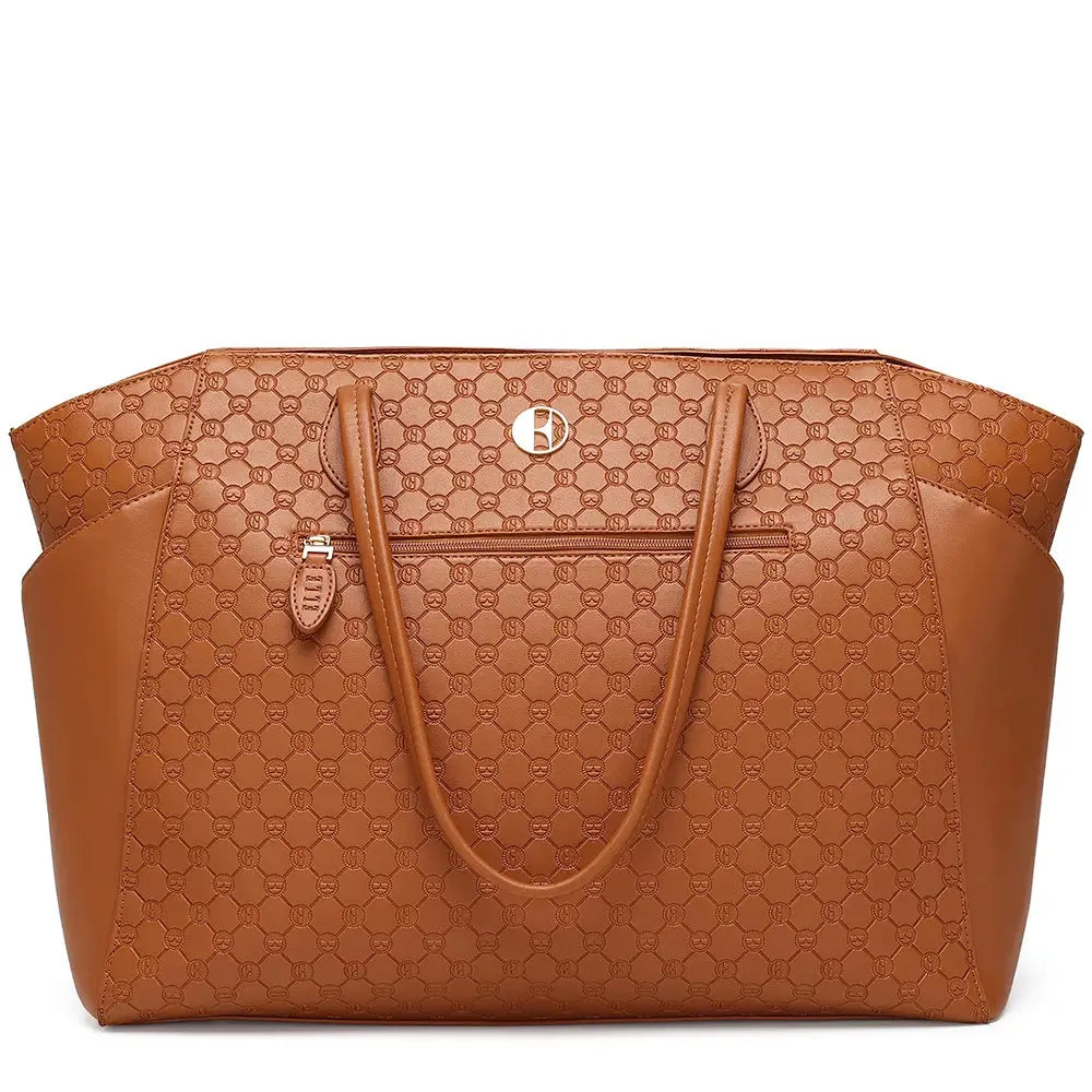 Compass 32L Vegan Leather Monogram Weekender Tote Bag Travellty