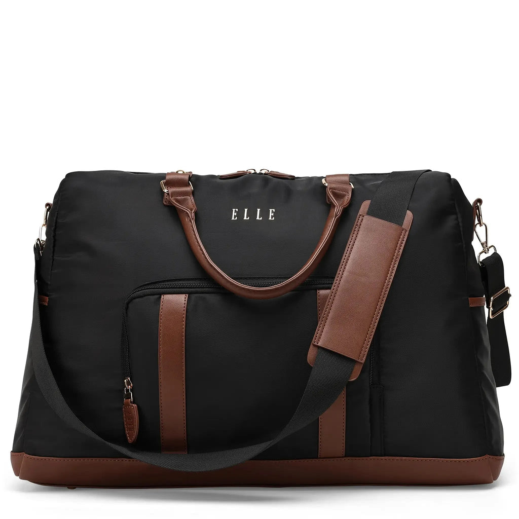 Luxe Journey 30L Twill and Vegan Leather Weekender Duffel Bag Travellty