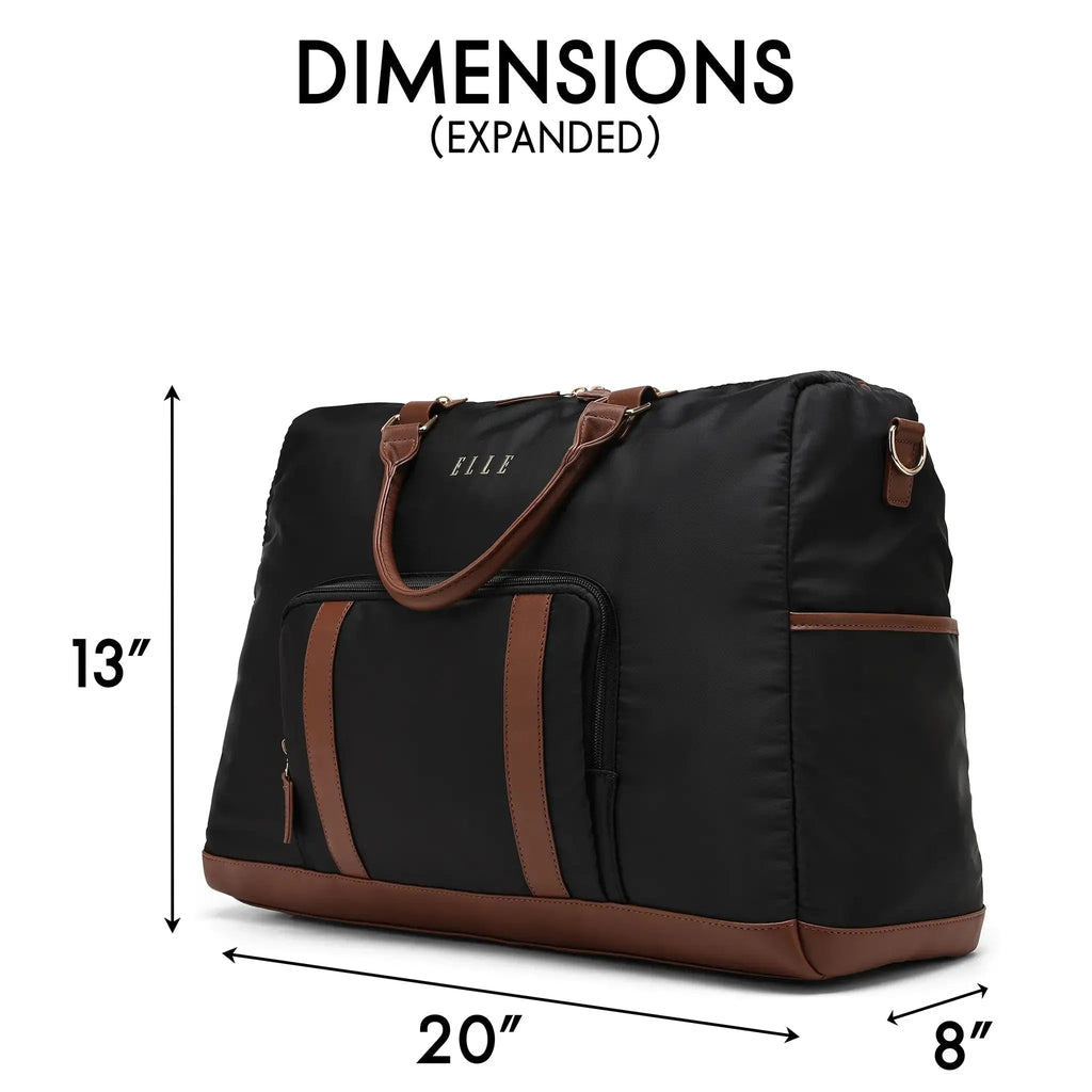Luxe Journey 30L Twill and Vegan Leather Weekender Duffel Bag Travellty