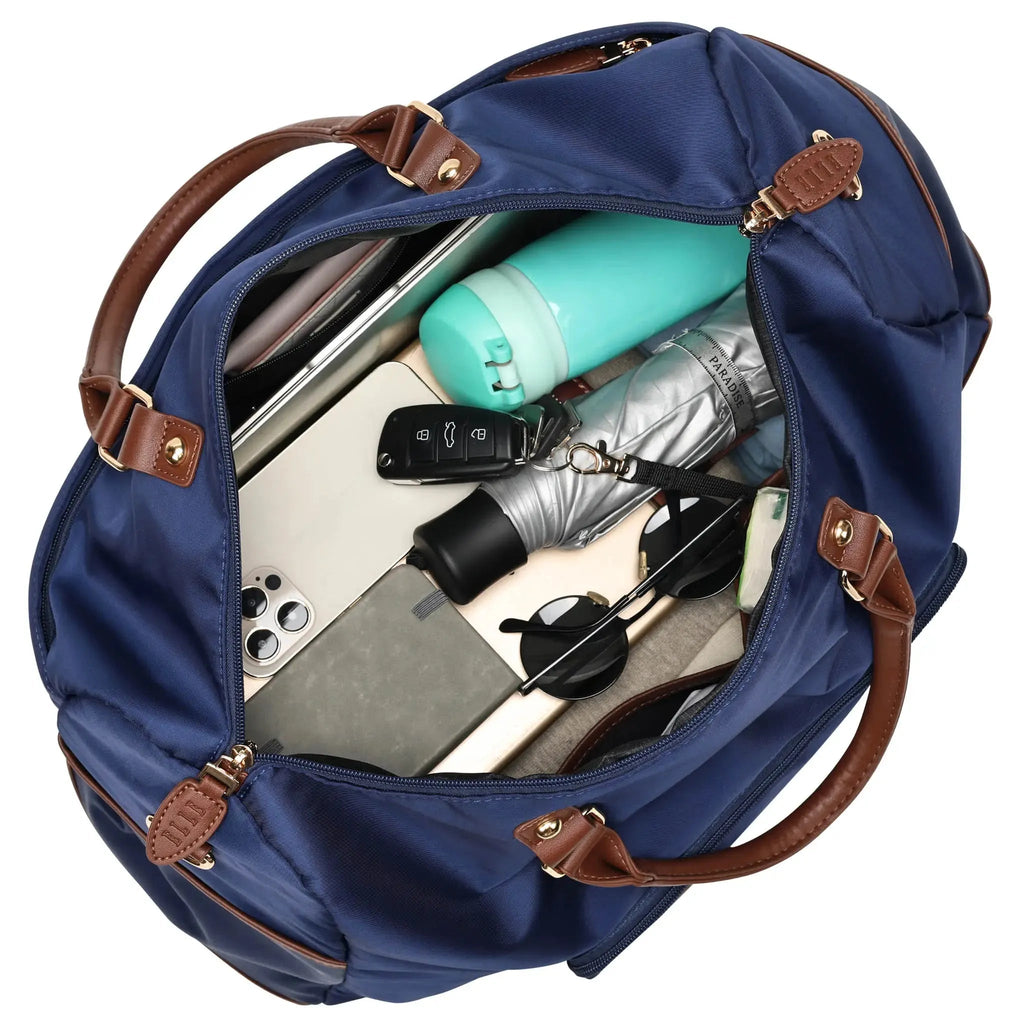 Luxe Journey 30L Twill and Vegan Leather Weekender Duffel Bag Travellty