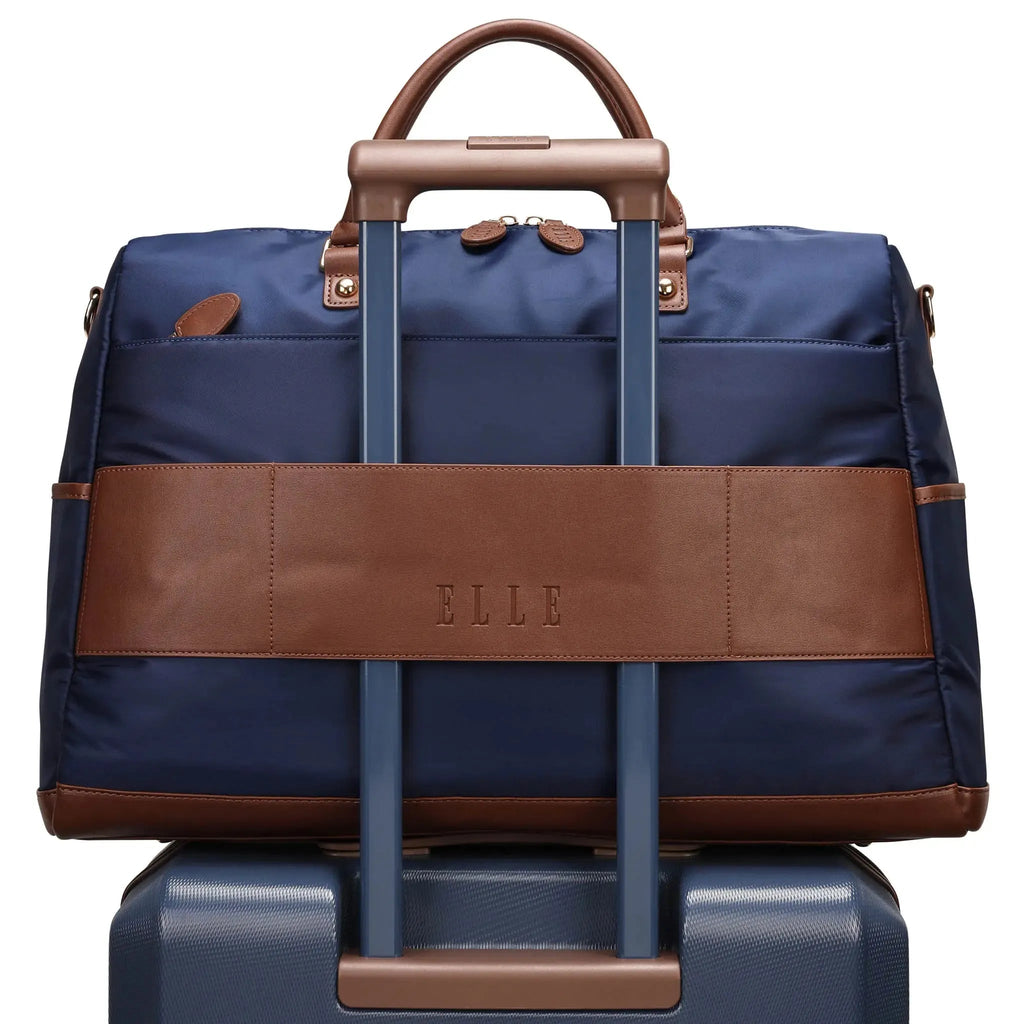 Luxe Journey 30L Twill and Vegan Leather Weekender Duffel Bag Travellty