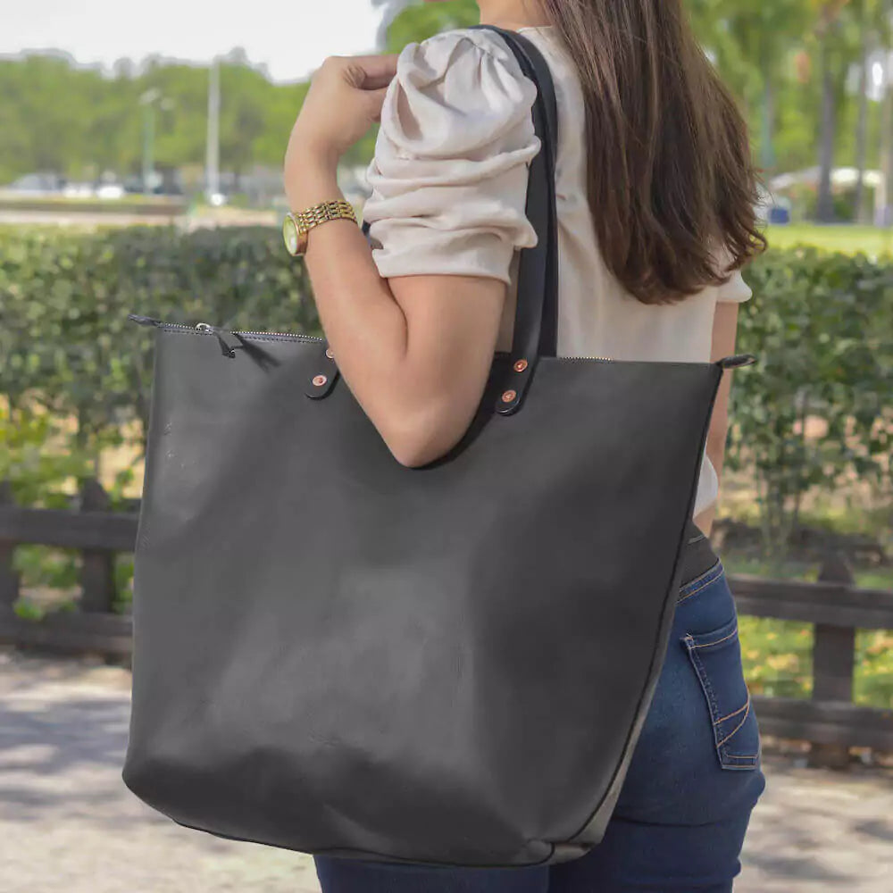 Eden OVERSIZED Leather Tote Bag - Zippered Mission Mercantile Leather Goods