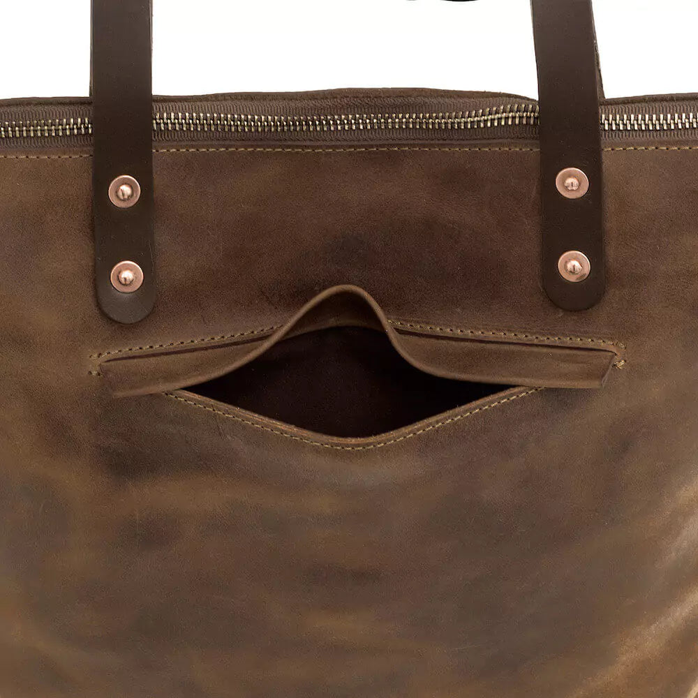 Eden LARGE Leather Tote Bag - Zippered Mission Mercantile Leather Goods