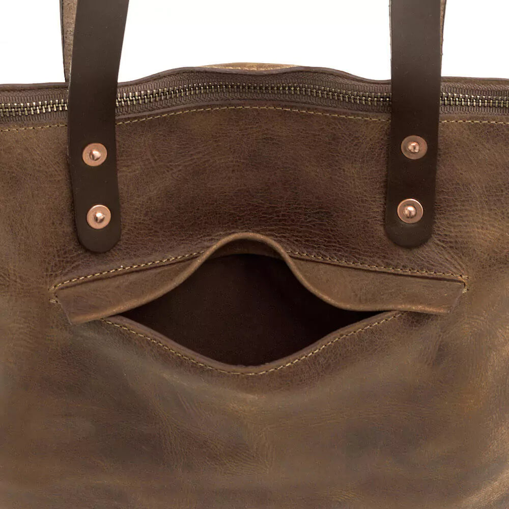 Eden MEDIUM Leather Tote Bag - Zippered Mission Mercantile Leather Goods
