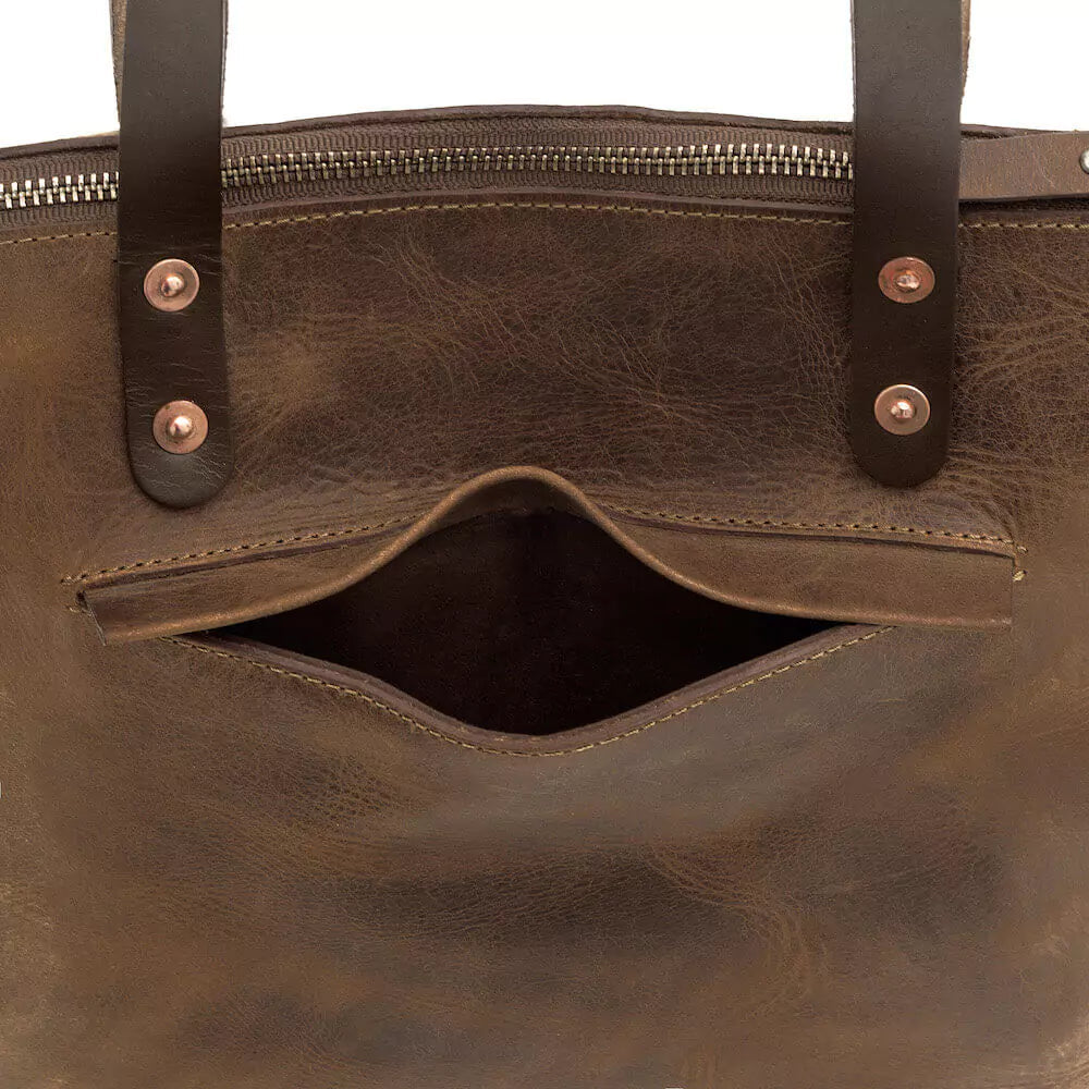 Eden SMALL Leather Tote Bag - Zippered Mission Mercantile Leather Goods